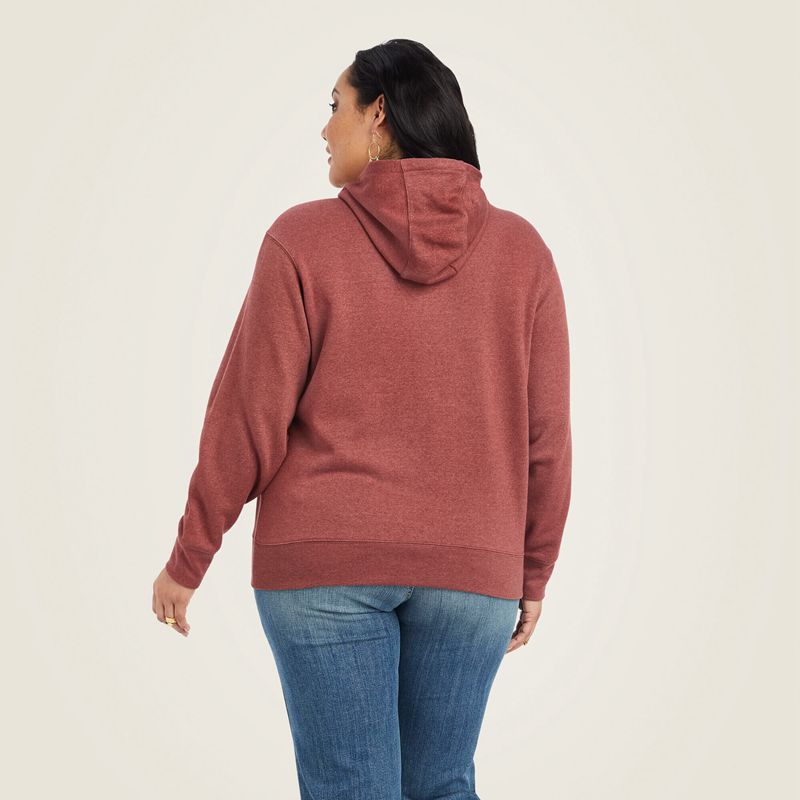 Ariat Real Usa Chest Logo Hoodie Sun-Dried Tomato Heather Femme | KOO-17978600