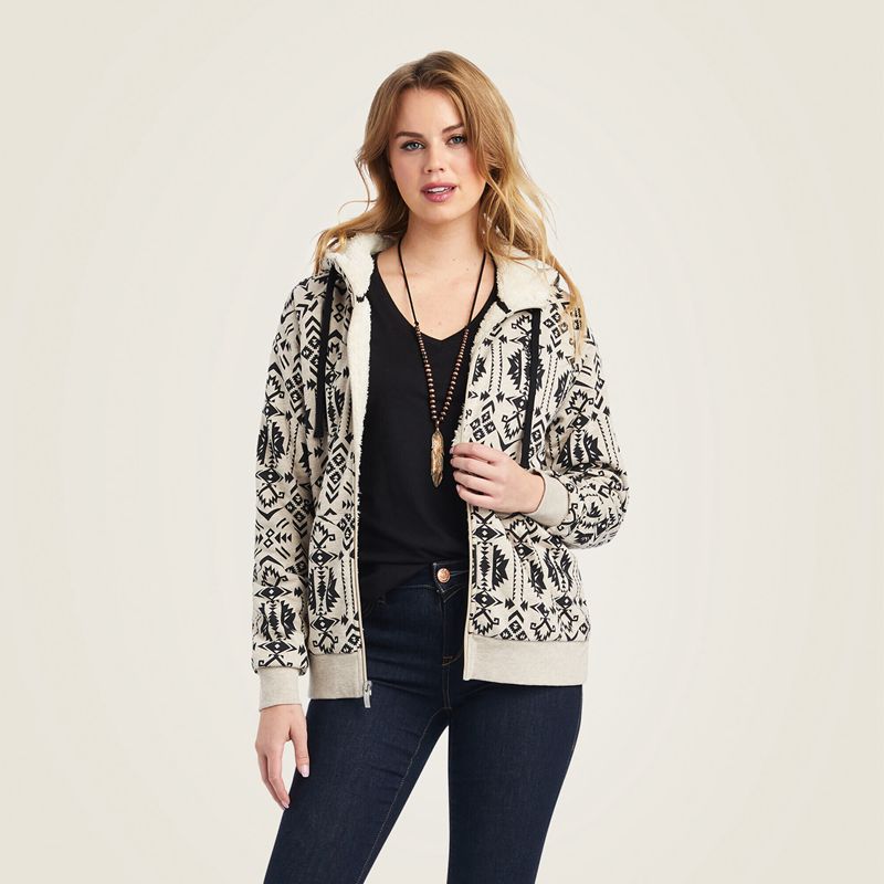 Ariat Real Sherpa Full Zip Hoodie Oaxaca Print Femme | ZAI-86151890