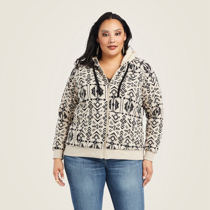 Ariat Real Sherpa Full Zip Hoodie Oaxaca Print Femme | ZAI-86151890