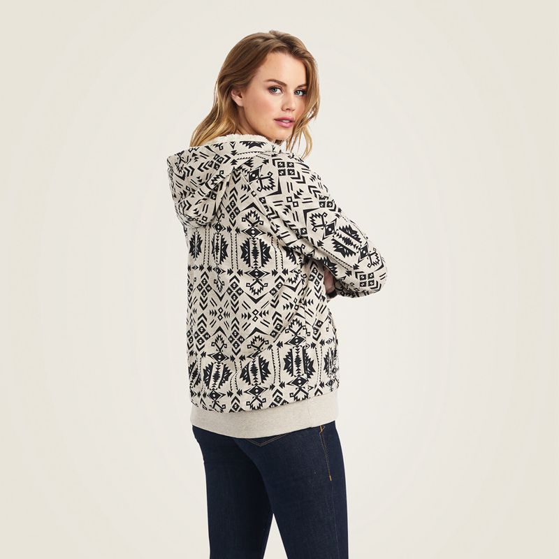 Ariat Real Sherpa Full Zip Hoodie Oaxaca Print Femme | ZAI-86151890