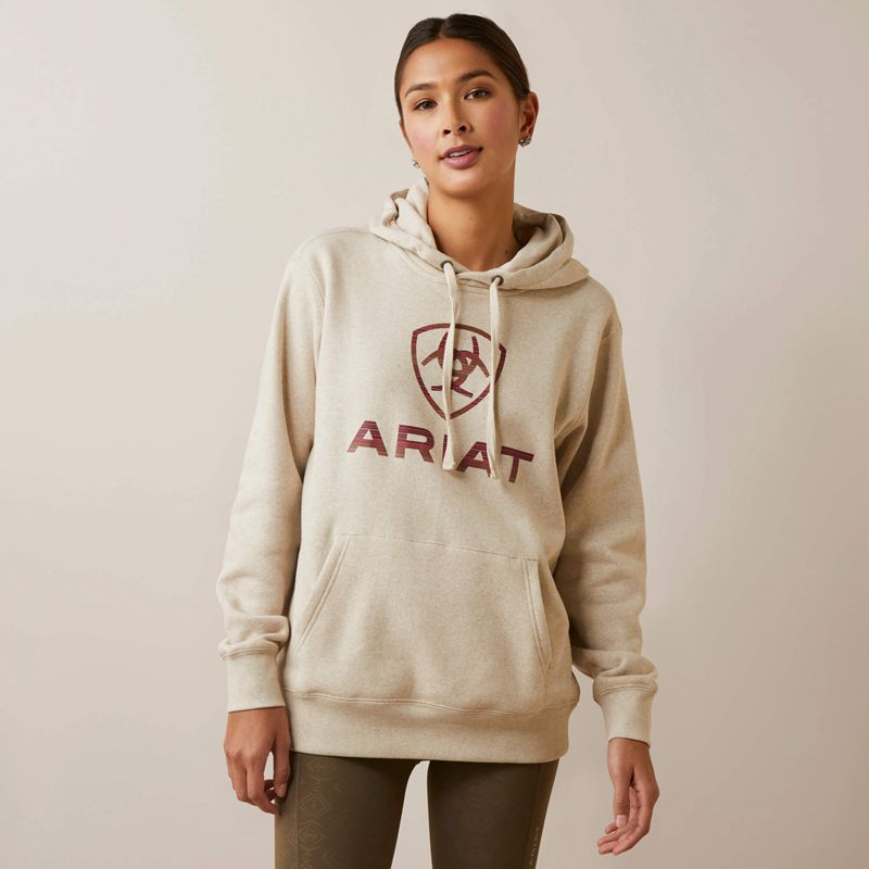 Ariat Real Ombre Shield Hoodie Oatmeal Heather Femme | KBE-64629923