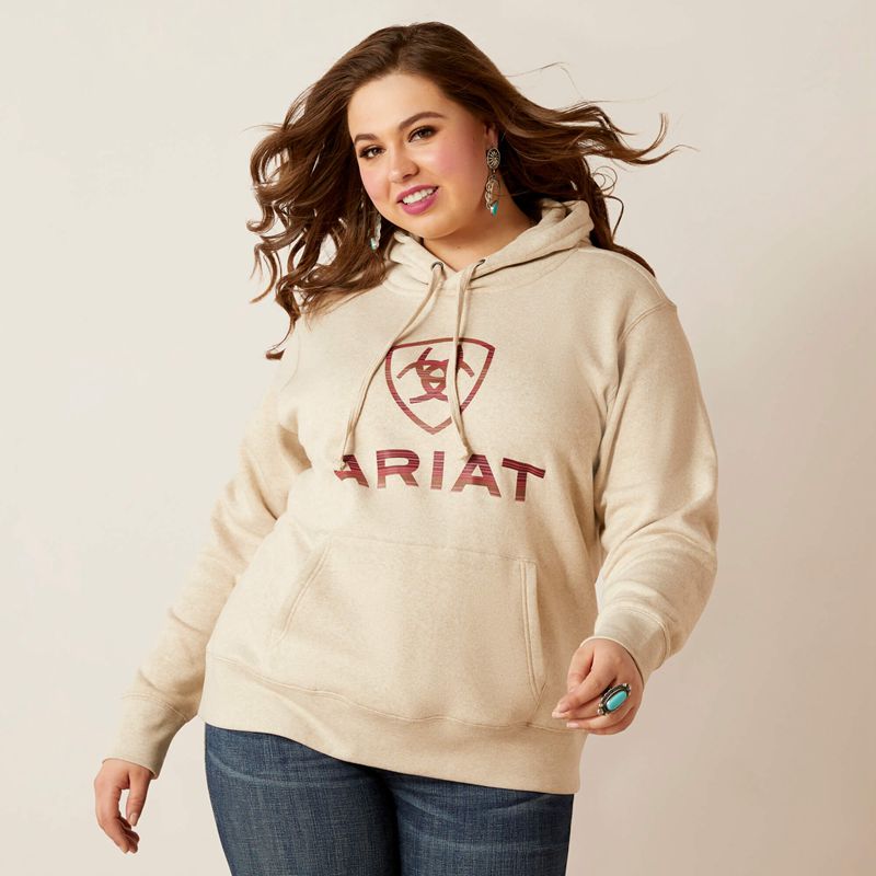 Ariat Real Ombre Shield Hoodie Oatmeal Heather Femme | KBE-64629923