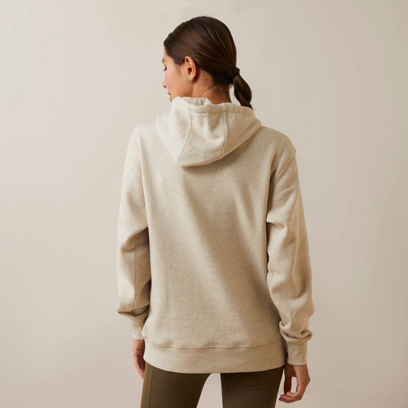 Ariat Real Ombre Shield Hoodie Oatmeal Heather Femme | KBE-64629923