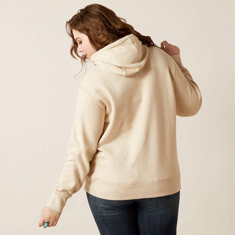 Ariat Real Ombre Shield Hoodie Oatmeal Heather Femme | KBE-64629923