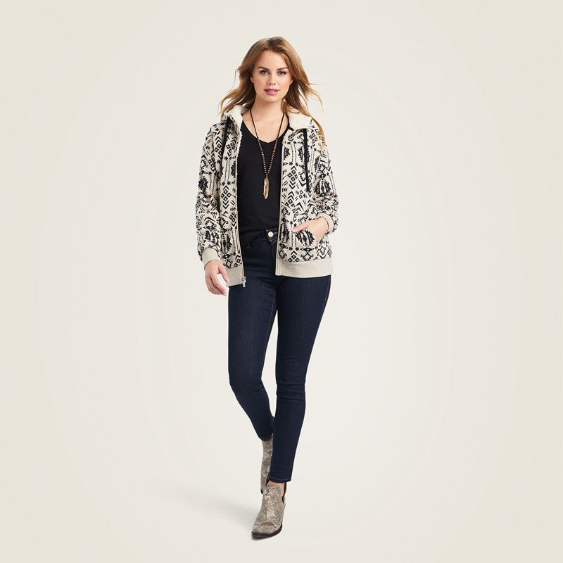 Ariat Real Sherpa Full Zip Hoodie Oaxaca Print Femme | ZAI-86151890