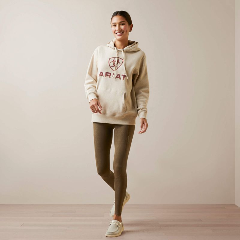 Ariat Real Ombre Shield Hoodie Oatmeal Heather Femme | KBE-64629923