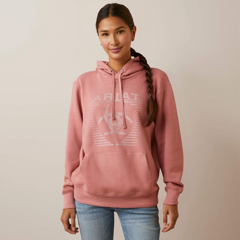 Ariat Real Fading Lines Hoodie Rose Femme | QMK-89474583