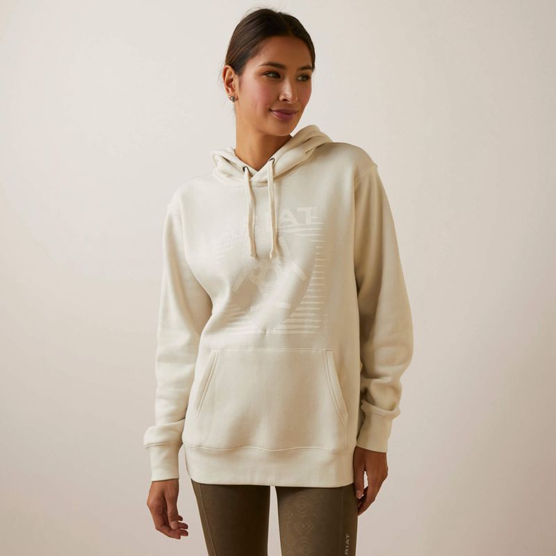 Ariat Real Fading Lines Hoodie Blanche Femme | TSG-96290546