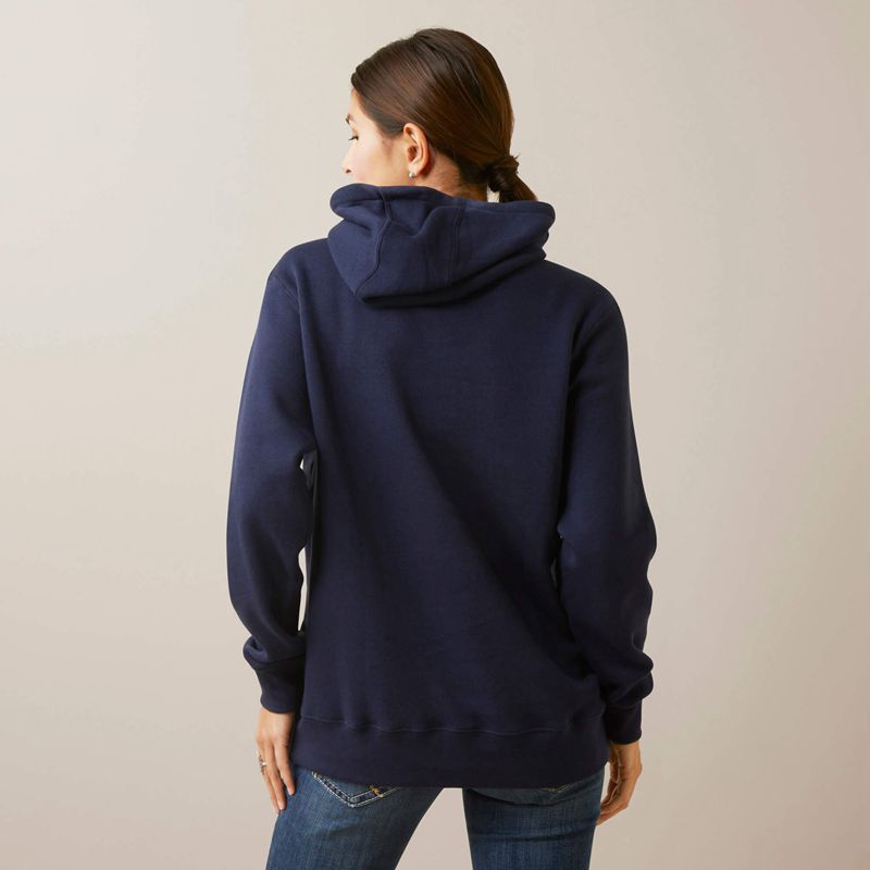 Ariat Real Flying Flag Hoodie Bleu Marine Femme | QFM-26122004