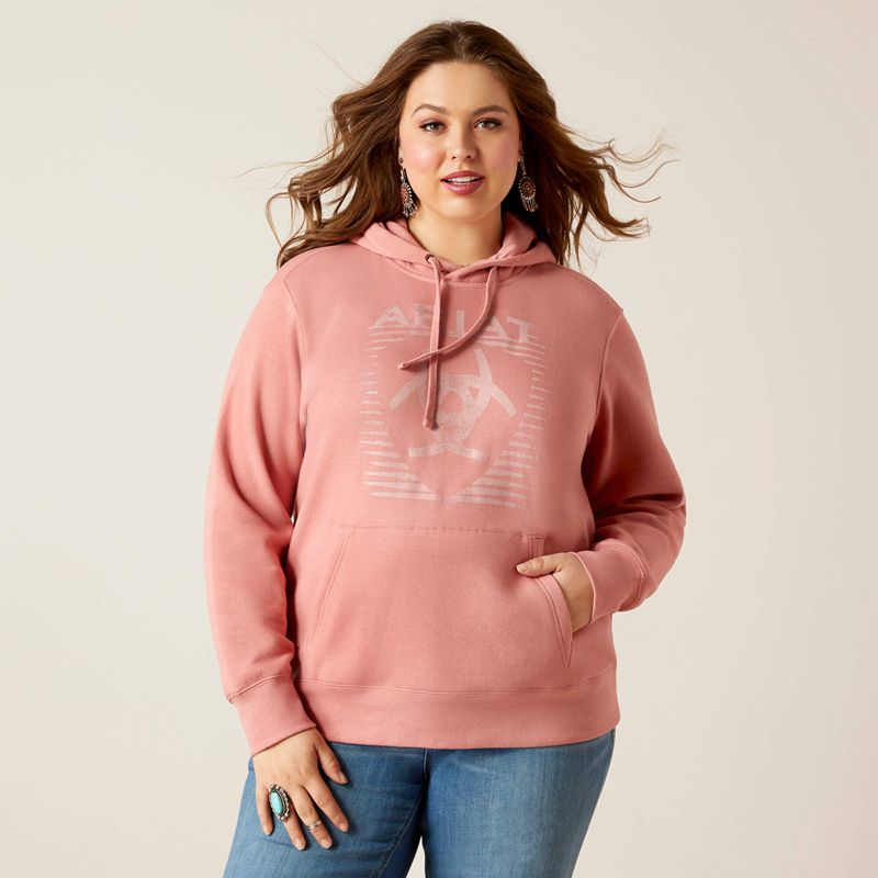 Ariat Real Fading Lines Hoodie Rose Femme | QMK-89474583