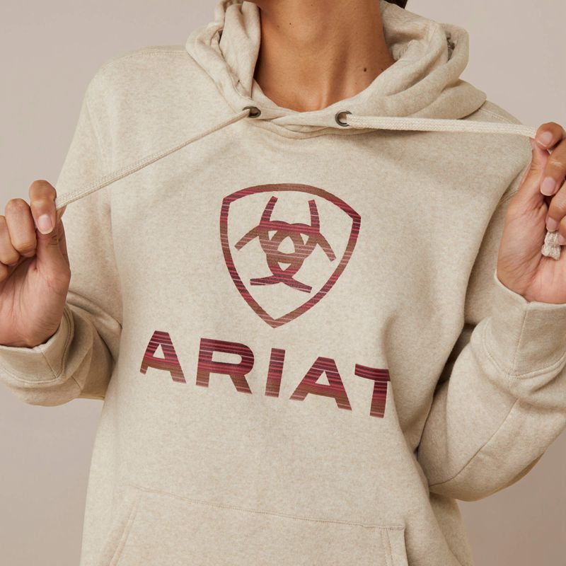 Ariat Real Ombre Shield Hoodie Oatmeal Heather Femme | KBE-64629923