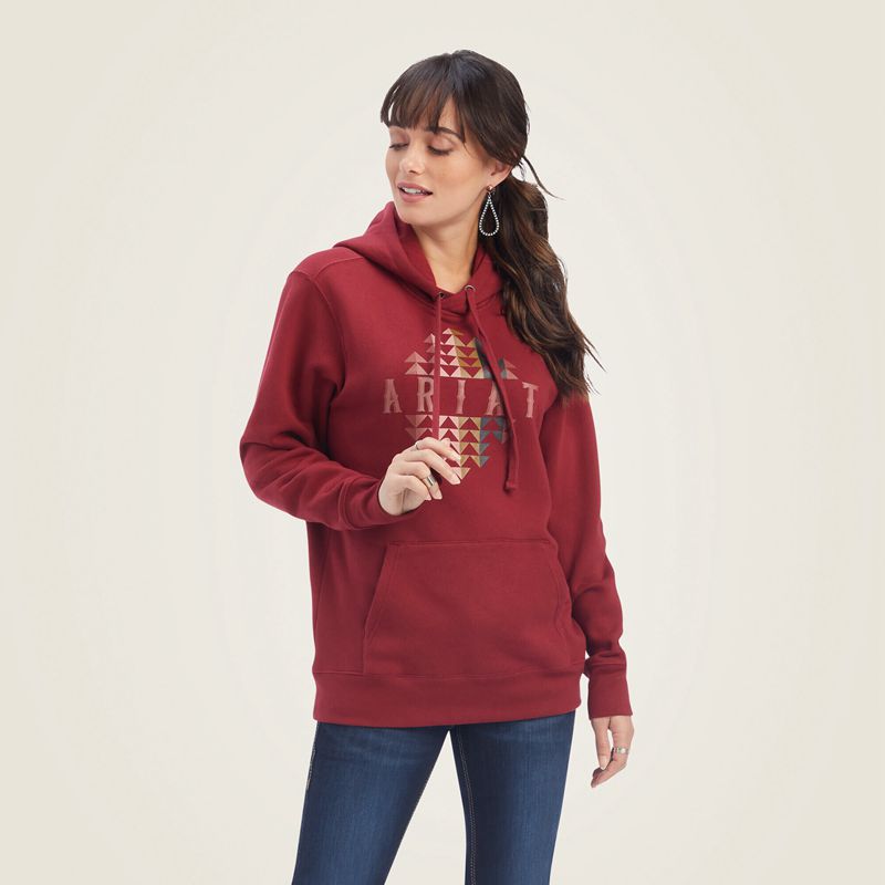 Ariat Real Beartooth Hoodie Rouge Femme | FXI-43531476