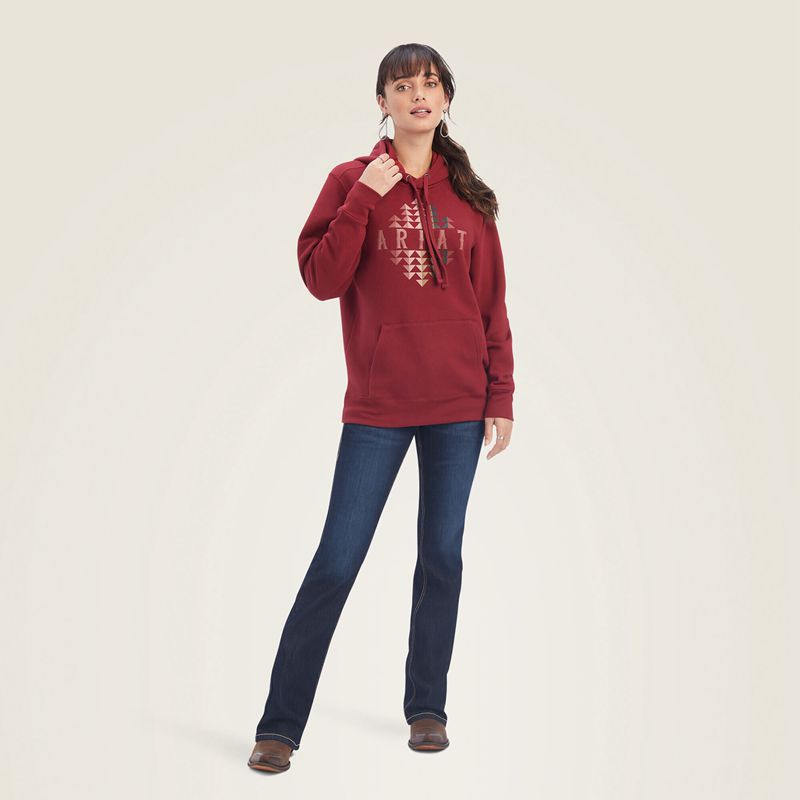 Ariat Real Beartooth Hoodie Rouge Femme | FXI-43531476