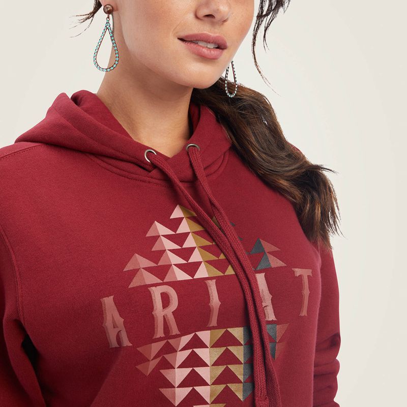 Ariat Real Beartooth Hoodie Rouge Femme | FXI-43531476