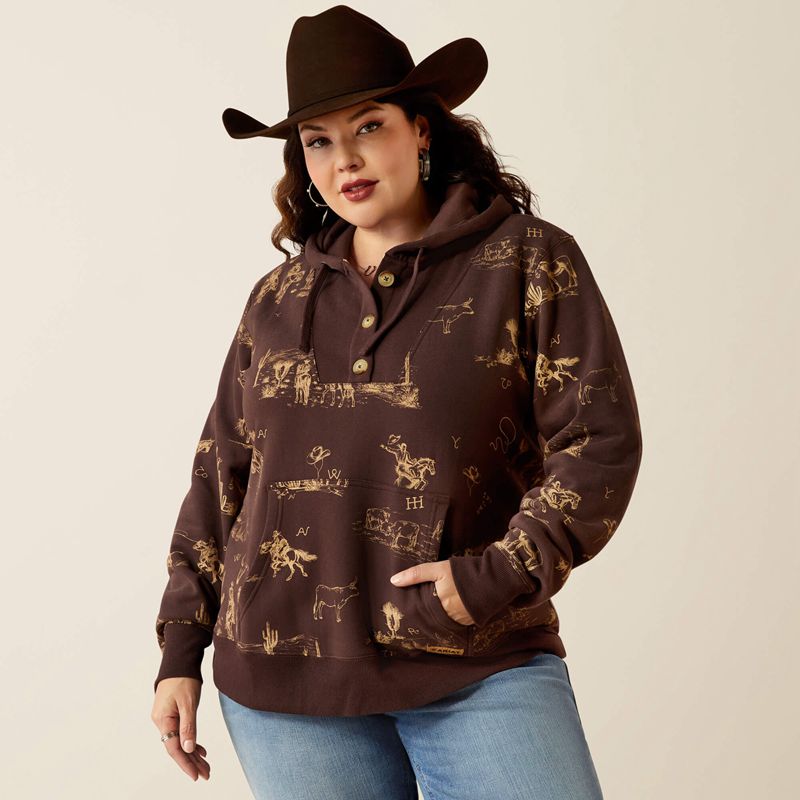 Ariat Ranchin Hoodie Ranchin Print Femme | MER-23370297