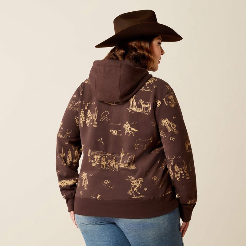 Ariat Ranchin Hoodie Ranchin Print Femme | MER-23370297