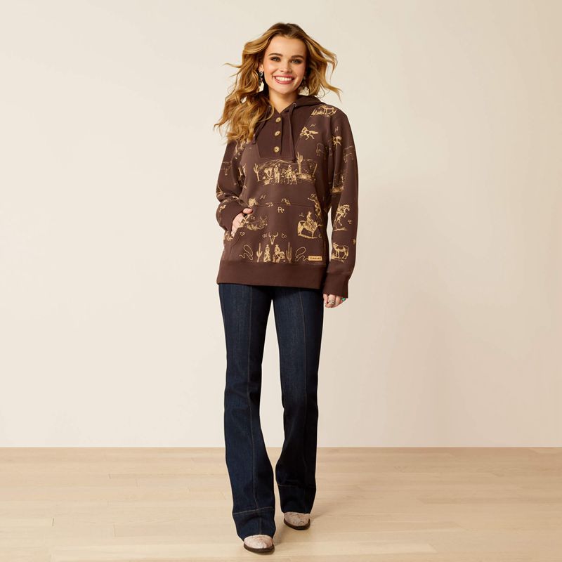 Ariat Ranchin Hoodie Ranchin Print Femme | MER-23370297