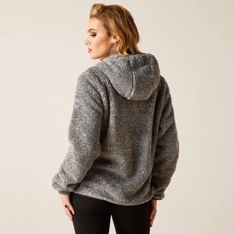 Ariat Lurex Berber 1/2 Zip Hoodie Salt And Pepper Femme | OEY-55283443