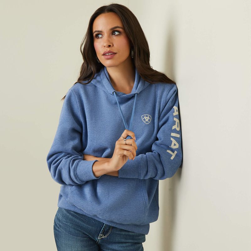 Ariat Logo Hoodie Bleu Femme | FBE-12770878