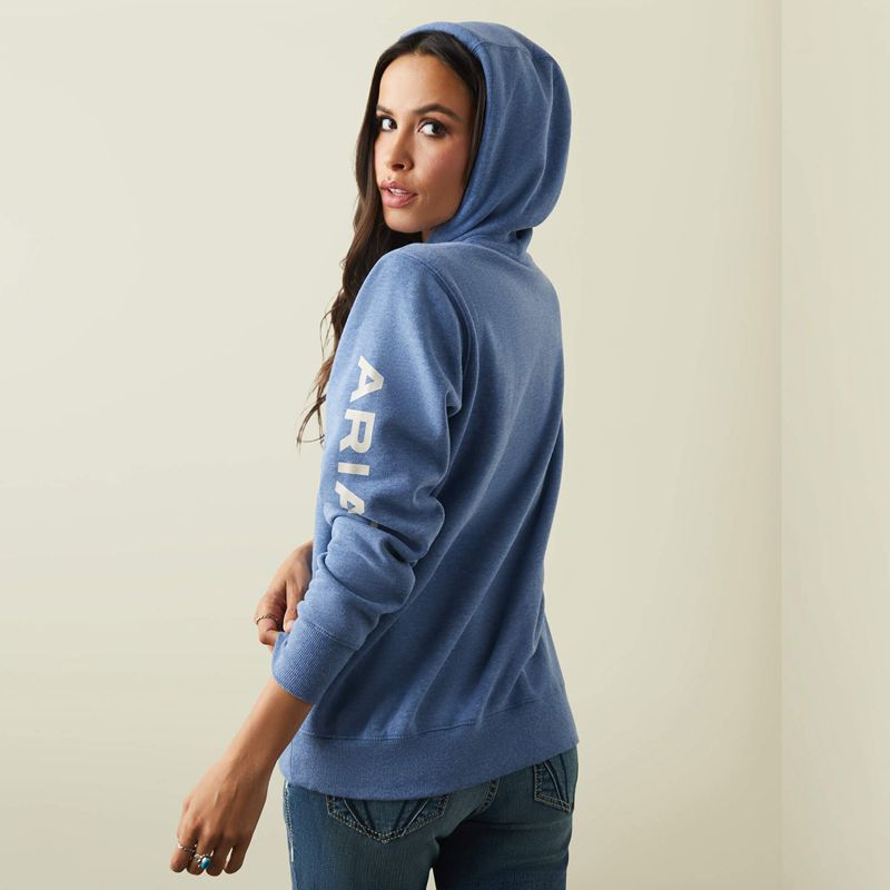 Ariat Logo Hoodie Bleu Femme | FBE-12770878