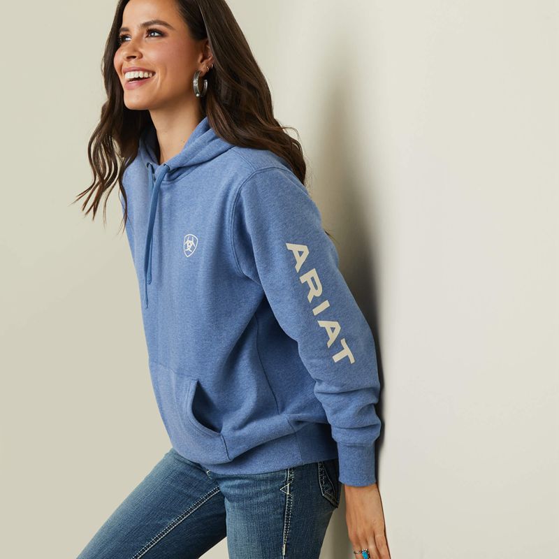 Ariat Logo Hoodie Bleu Femme | FBE-12770878