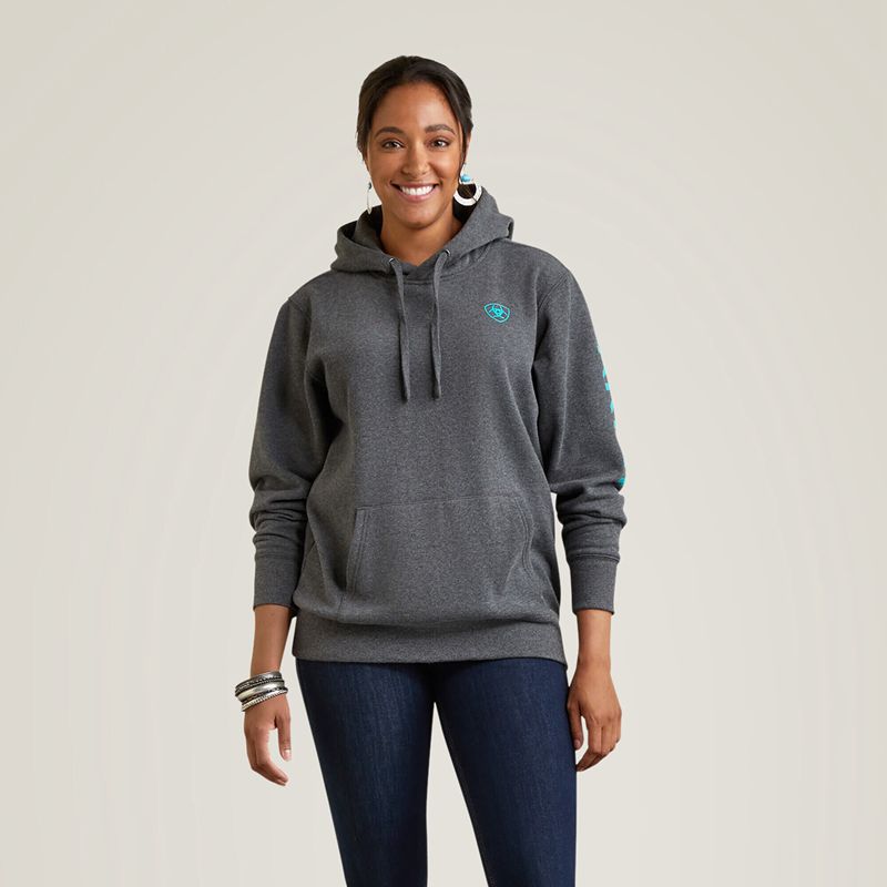 Ariat Logo Hoodie Charcoal Heather Femme | NEA-71088891