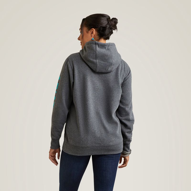 Ariat Logo Hoodie Charcoal Heather Femme | NEA-71088891