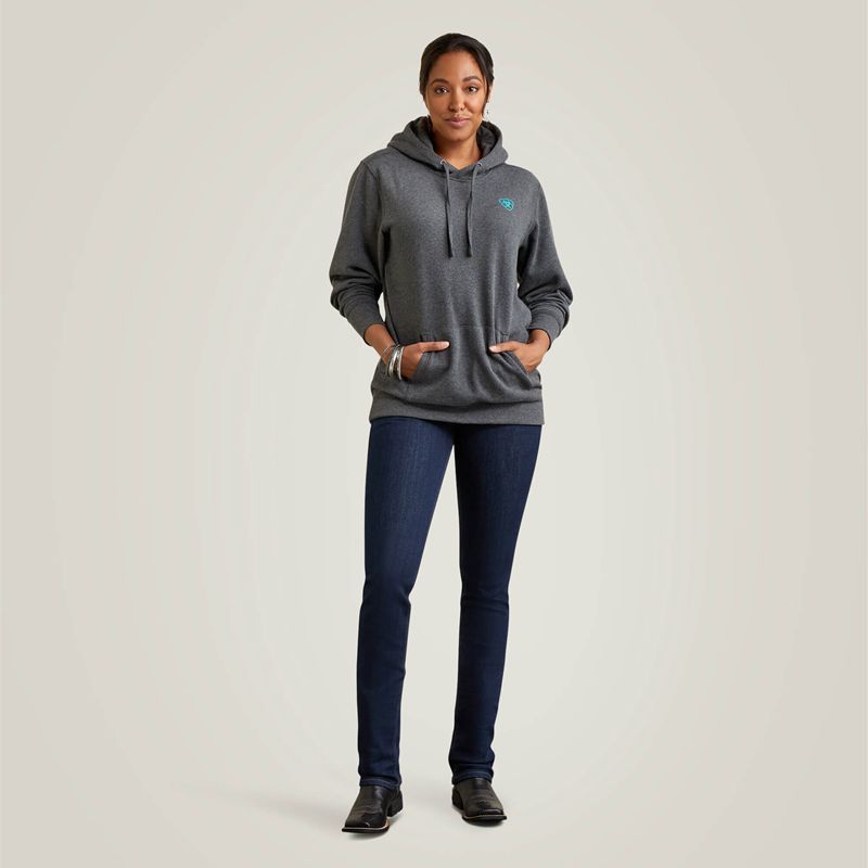 Ariat Logo Hoodie Charcoal Heather Femme | NEA-71088891