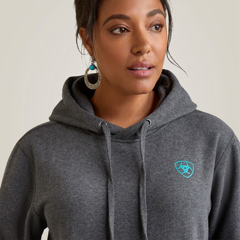 Ariat Logo Hoodie Charcoal Heather Femme | NEA-71088891