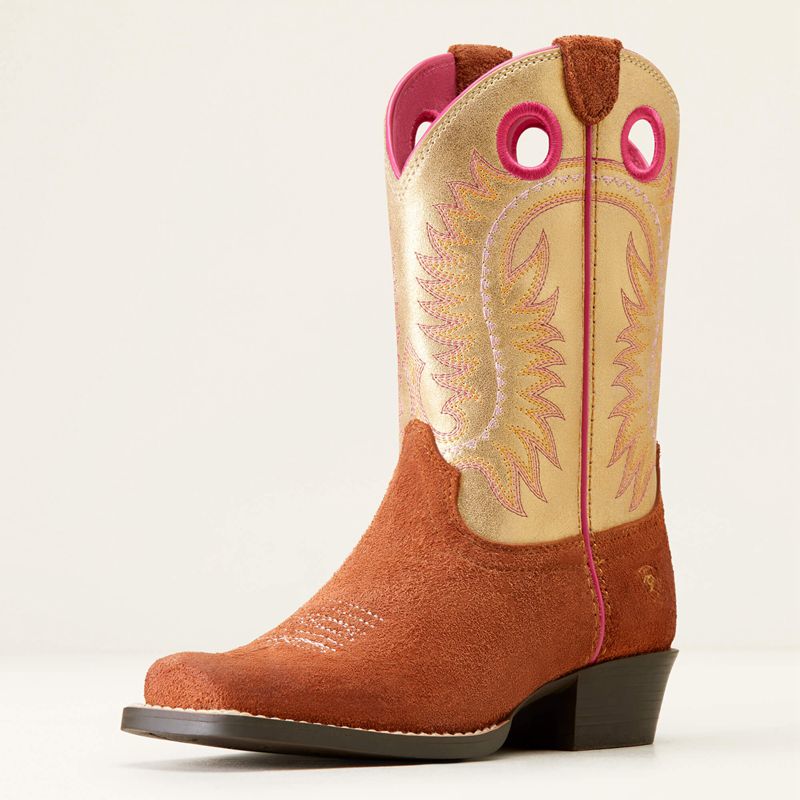 Ariat Bk Derby Monroe Western Boot Terracotta Roughout Enfant | RAS-86826078