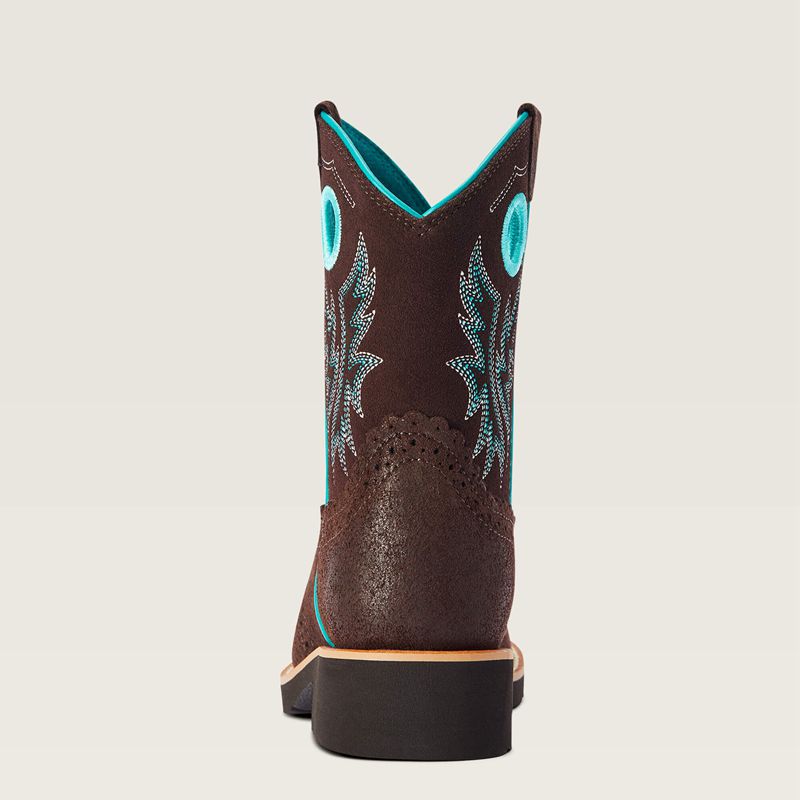 Ariat Bk Fatbaby Cowgirl Western Boot Bleu Royal Chocolat Enfant | FIZ-65246369