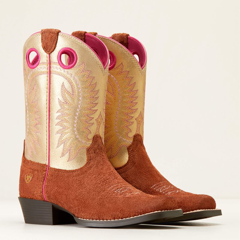 Ariat Bk Derby Monroe Western Boot Terracotta Roughout Enfant | RAS-86826078