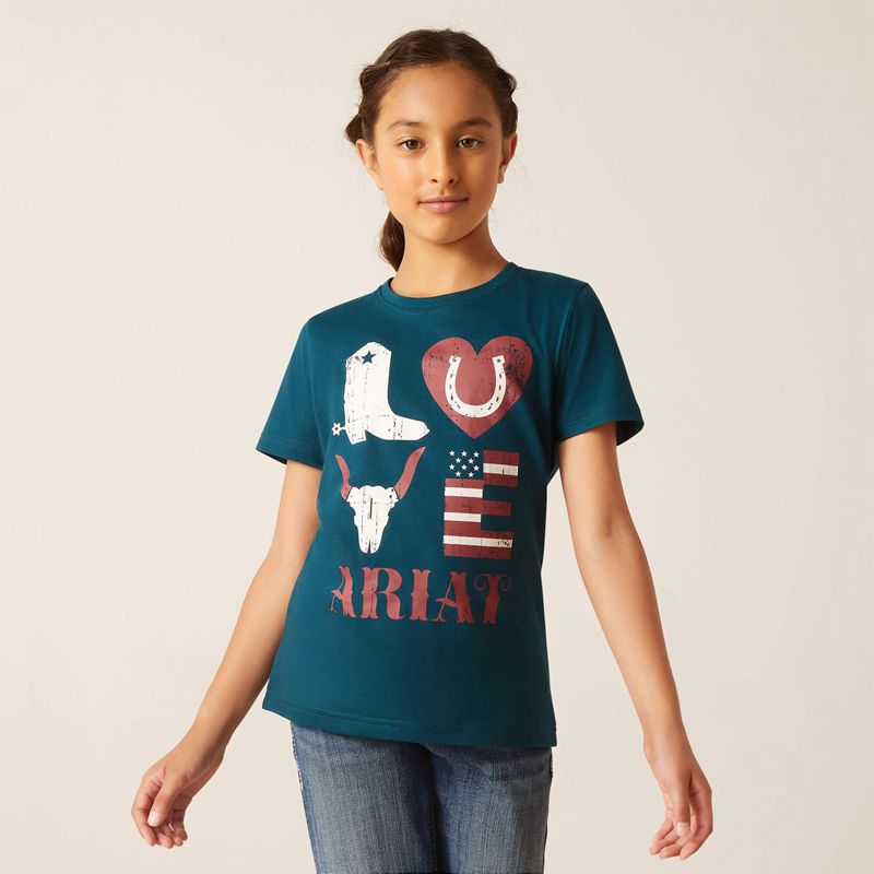 Ariat Western Love Shirt Reflecting Pond Enfant | YJW-95170510