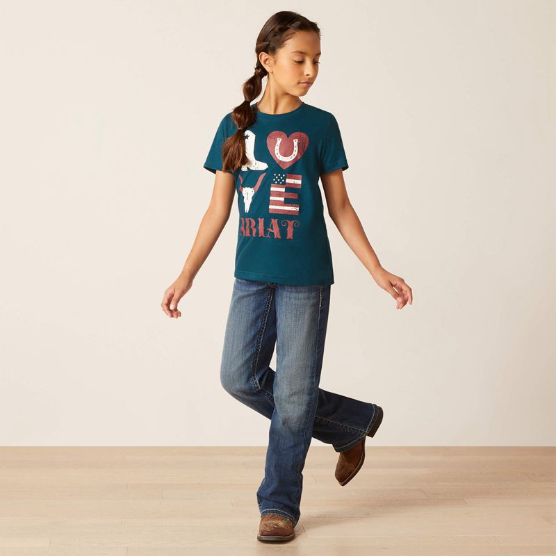 Ariat Western Love Shirt Reflecting Pond Enfant | YJW-95170510