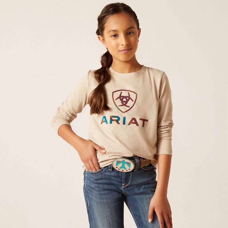 Ariat Serape Shield Shirt Oatmeal Heather Enfant | CQE-90059125