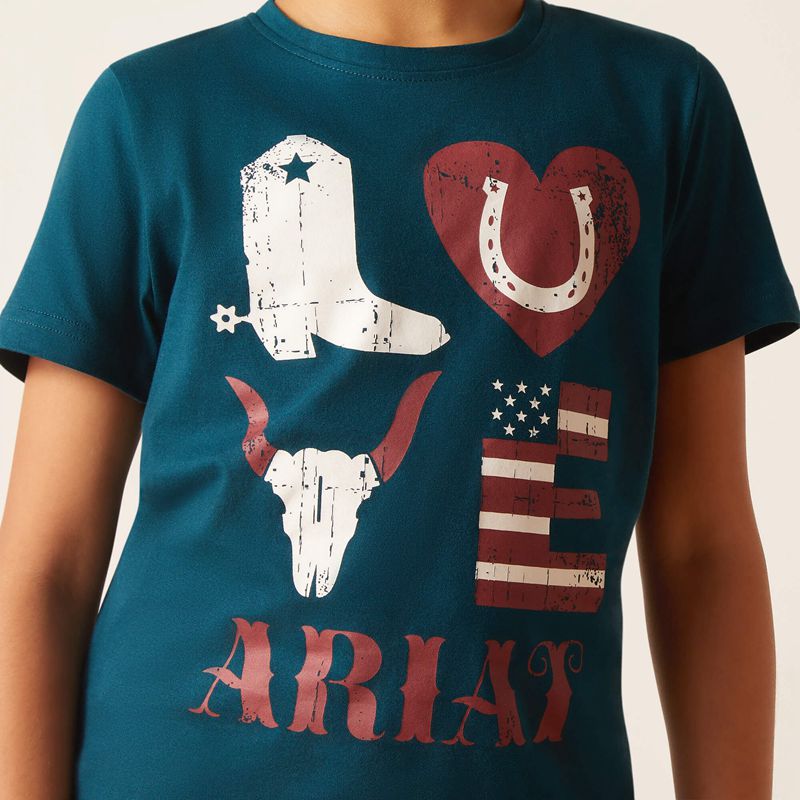 Ariat Western Love Shirt Reflecting Pond Enfant | YJW-95170510