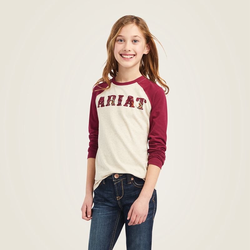 Ariat Real Zuma Baseball Shirt Oatmeal Heather Enfant | CCO-33303708