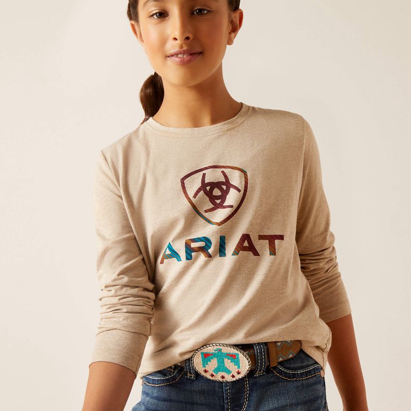 Ariat Serape Shield Shirt Oatmeal Heather Enfant | CQE-90059125