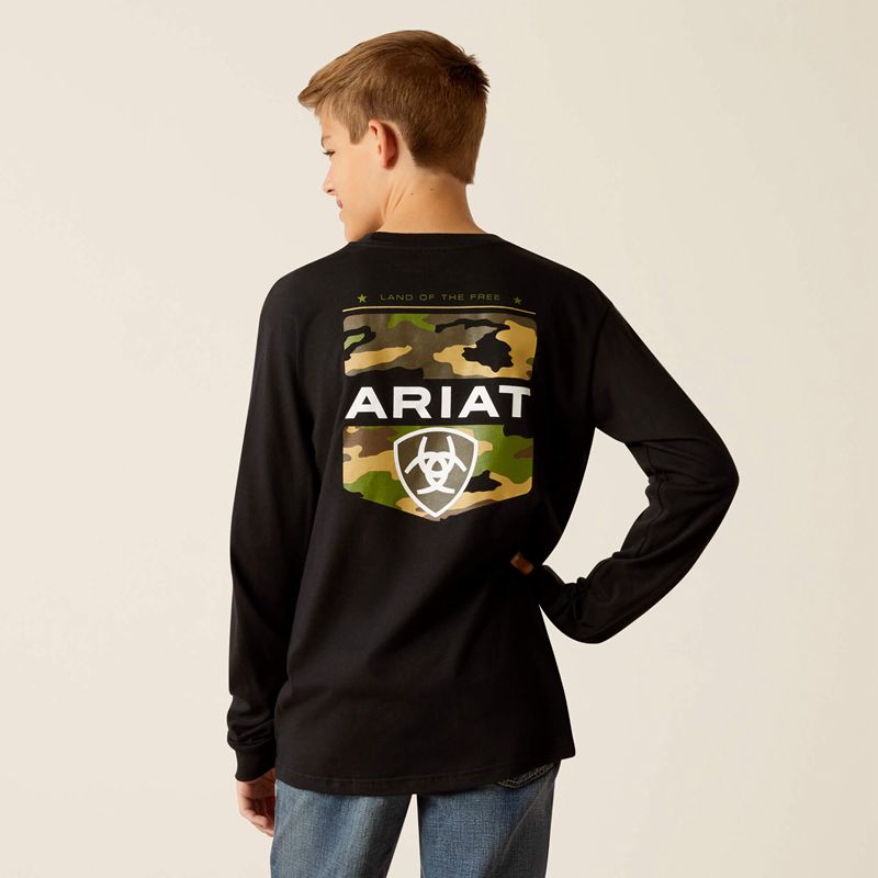 Ariat Lotf Camo Shield T-Shirt Noir Enfant | SQP-01027324