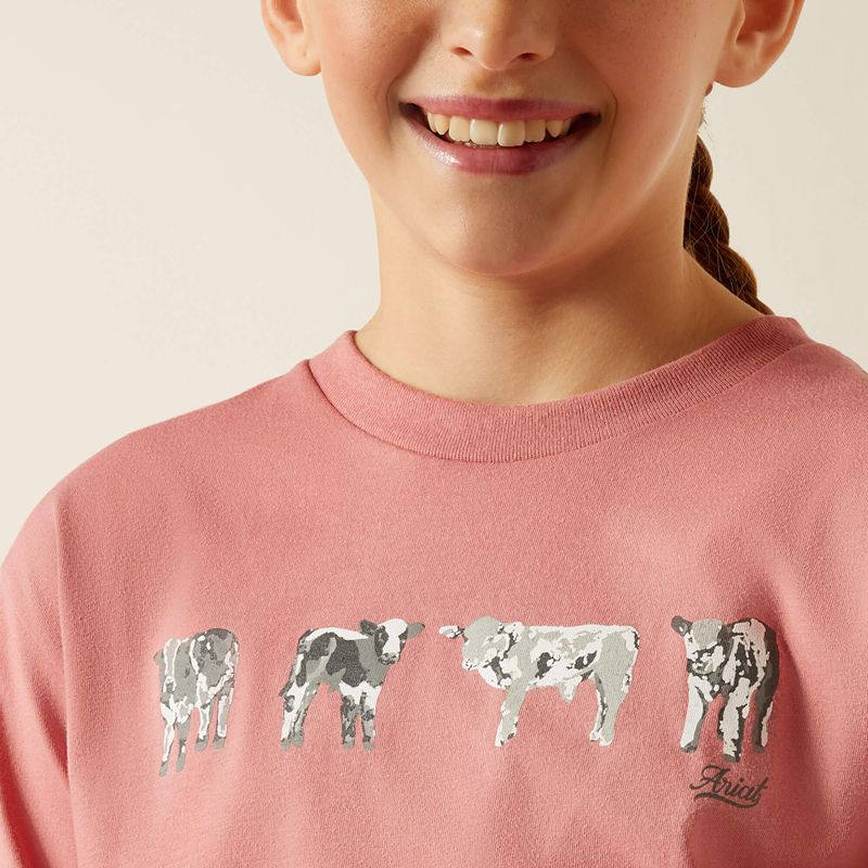 Ariat Mini Cow Squad T-Shirt Rose Enfant | YOZ-86083015