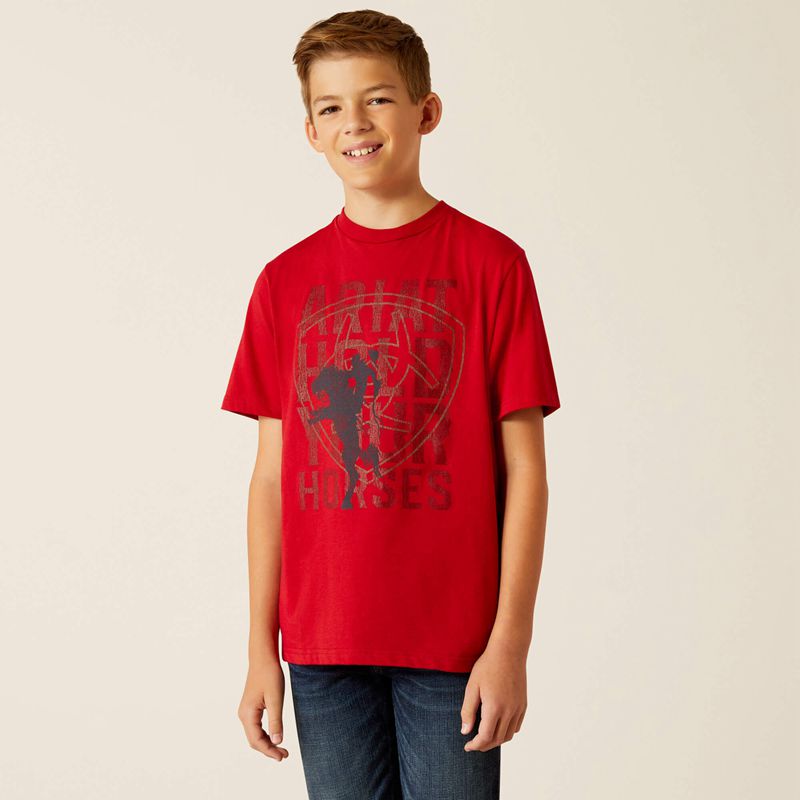 Ariat Hold Your Horses T-Shirt Rouge Enfant | JKT-20043871