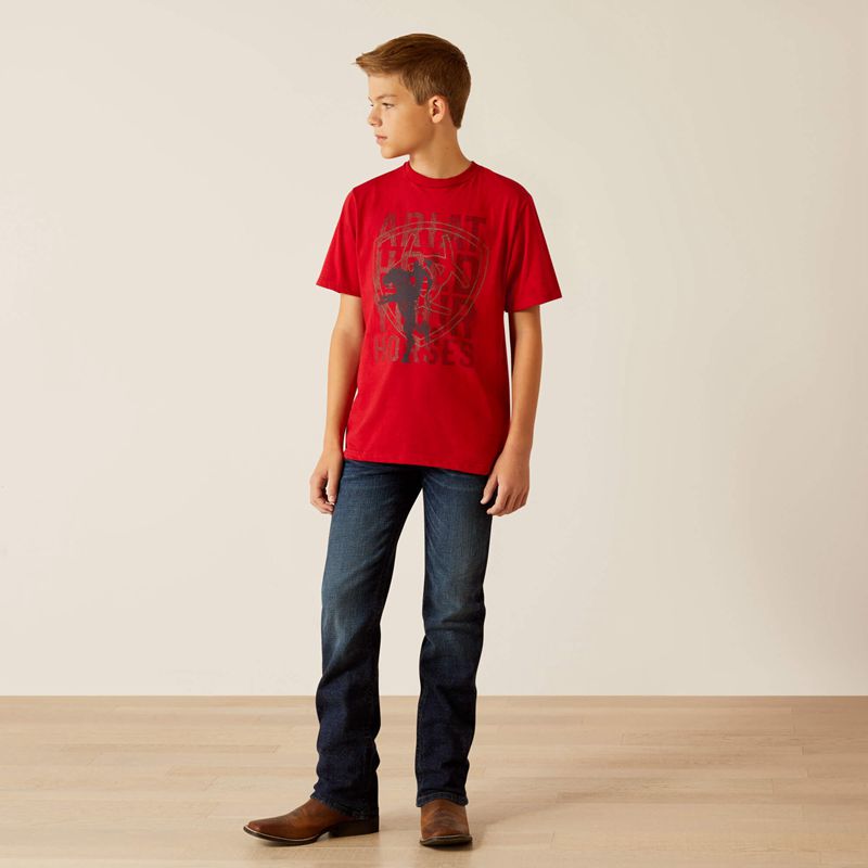 Ariat Hold Your Horses T-Shirt Rouge Enfant | JKT-20043871