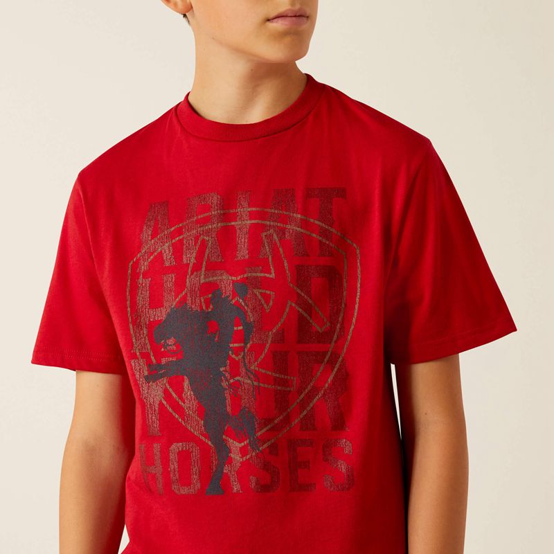 Ariat Hold Your Horses T-Shirt Rouge Enfant | JKT-20043871