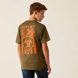 Ariat Grain Flag T-Shirt Military Heather Enfant | JMP-02246015