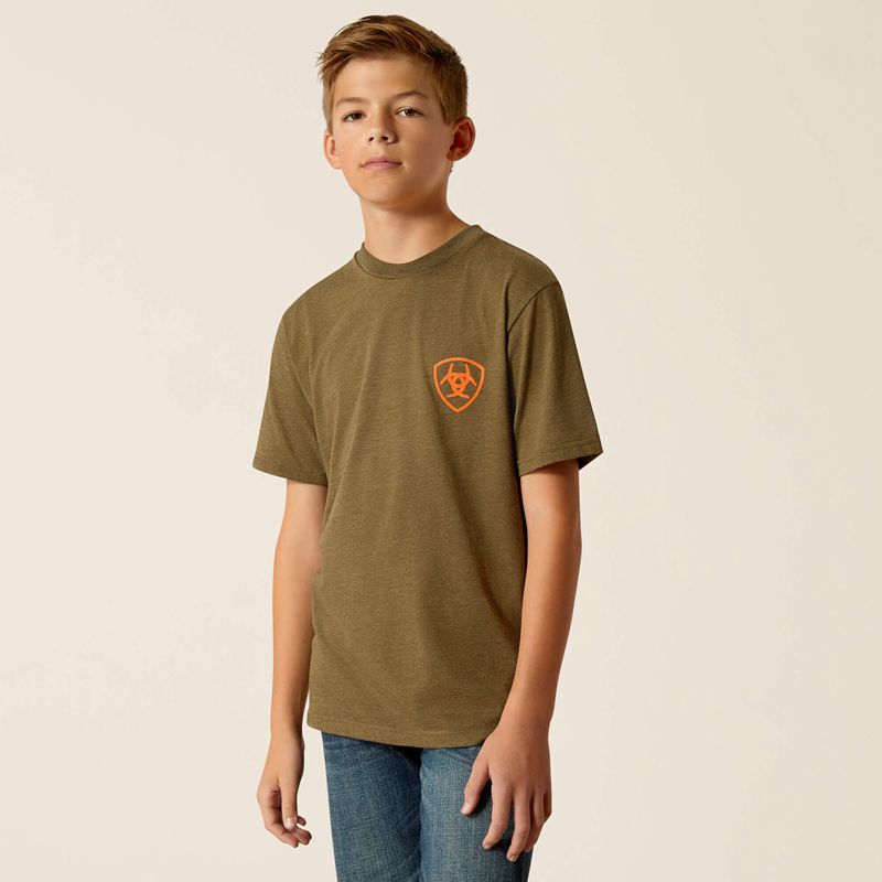 Ariat Grain Flag T-Shirt Military Heather Enfant | JMP-02246015