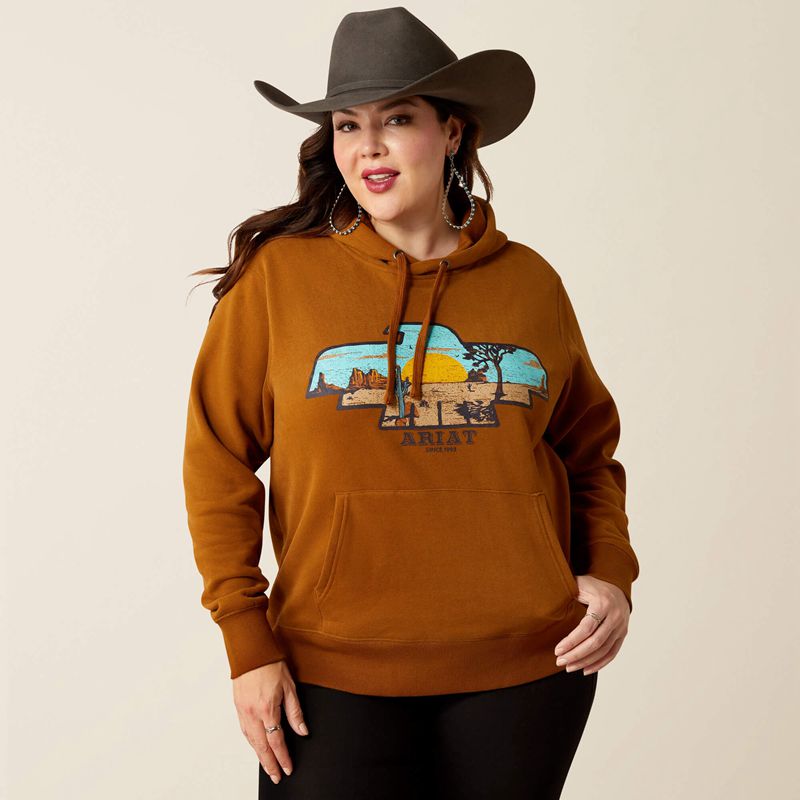 Ariat Horizon Hoodie Chestnut Horse Femme | NAA-77843476