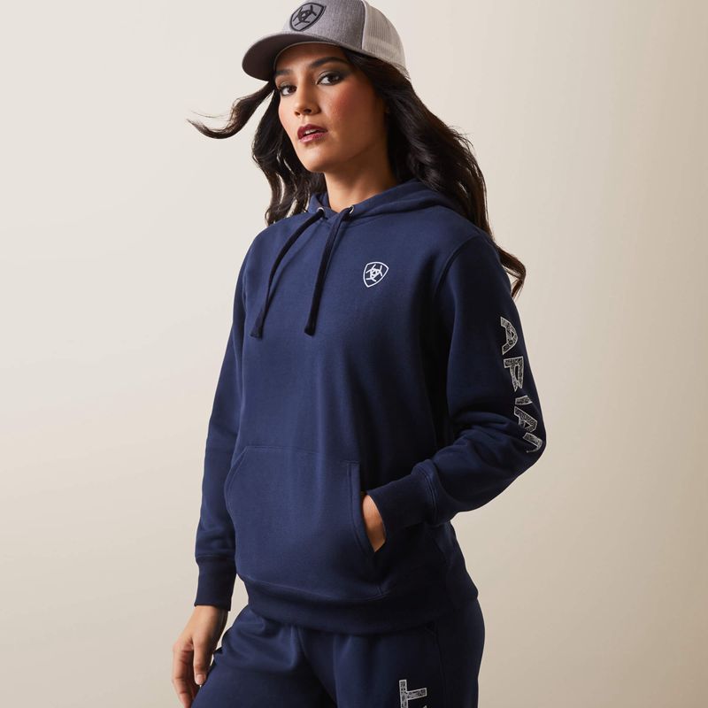 Ariat Logo Hoodie Bleu Marine Femme | SOF-90773502