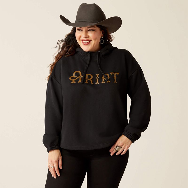 Ariat Essential Hoodie Black/Leopard Femme | YXR-30272388