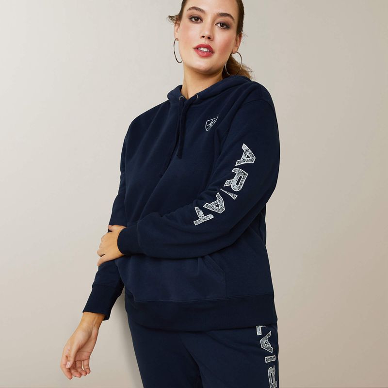 Ariat Logo Hoodie Bleu Marine Femme | SOF-90773502