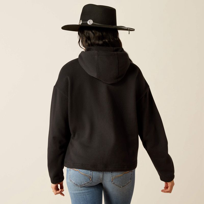 Ariat Essential Hoodie Black/Leopard Femme | YXR-30272388